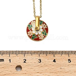 304 Stainless Steel Enamel Flat Round Necklaces for Women&nbsp;NJEW-Q028-01C-G