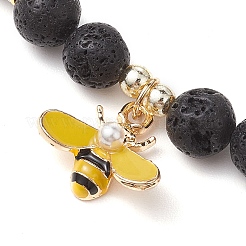8.5mm Round Natural Lava Rock Beaded Stretch Bracelets&nbsp;BJEW-JB10517