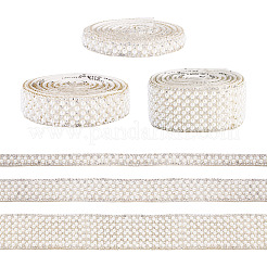 3 Yards 3 Styles Imitation Pearl Hotfix Rhinestone Ribbon Trimming&nbsp;DIY-TA0013-16