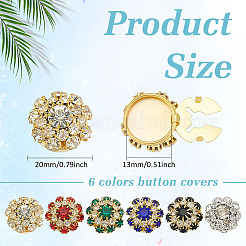 12Pcs 6 Colors Brass Rhinestone Cufflinks&nbsp;KK-ME0003-82