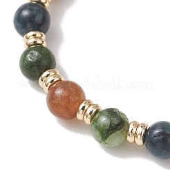 2Pcs Adjustable Natural Green Jade Imitation Tourmaline & Brass Beads Braided Bead Bracelets for Women&nbsp;BJEW-JB13542-02