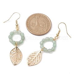 Golden Brass Leaf Dangle Earrings&nbsp;EJEW-TA00416