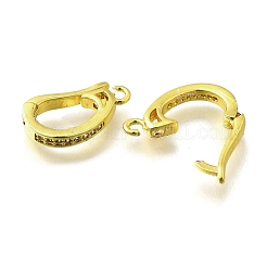 Brass Micro Pave Clear Cubic Zirconia Fold Over Clasps&nbsp;KK-M316-01G