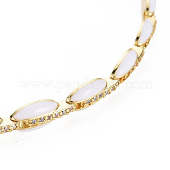 Brass Micro Pave Cubic Zirconia Link Tennis Necklaces for Women&nbsp;NJEW-T013-01G-08