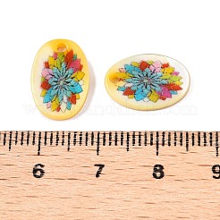 Natural Freshwater Shell Double Face Printed Oval Charms&nbsp;SHEL-T020-05E