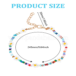 1Pc Flower Glass Seed Beads Anklets for Women&nbsp;AJEW-LP0007-20B