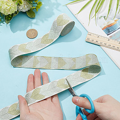 Polyester Jacquard Leaf Ribbon for Garment Accessories&nbsp;OCOR-WH0097-23A