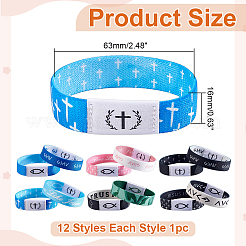 12Pcs 12 Colors Polyester Cord Stretch Bracelets for Women Men&nbsp;BJEW-WR0001-08