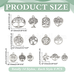 84Pcs 14 Styles Tibetan Style Pendants and Links&nbsp;TIBEP-ME0001-17