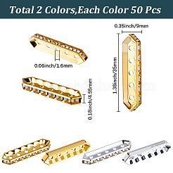 100Pcs 2 Colors Alloy Crystal Rhinestone Spacer Bars&nbsp;ALRI-SC0001-61B