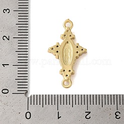 Rack Plating Brass Pave Clear Cubic Zirconia Virgin Mary Links Connector Charms&nbsp;KK-C067-08G