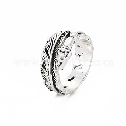 Feather Wrap Alloy Open Cuff Ring for Women&nbsp;RJEW-N029-101