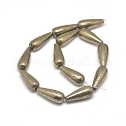 Teardrop Natural Pyrite Beads Strands&nbsp;G-I126-16-30x12mm