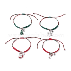 4Pcs Christmas Theme Alloy Enamel Charm Bracelets&nbsp;BJEW-TA00652