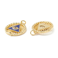Rack Plating Brass Micro Pave Clear & Blue Cubic Zirconia Pendants&nbsp;KK-D073-18G