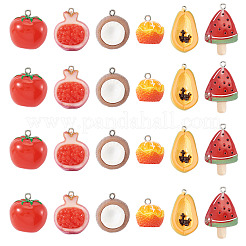 42Pcs 6 Styles Fruit Opaque Resin Pendants&nbsp;RESI-TA0005-16