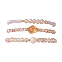 3Pcs 3 Styles Glass Beads Stretch Bracelets for Women&nbsp;BJEW-JB12880