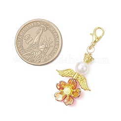Flower Acrylic & ABS Plastic Imitation Pearl Pendant Decorations&nbsp;HJEW-JM03529-02
