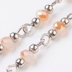Handmade Faceted Glass Beaded Chains&nbsp;AJEW-JB00325