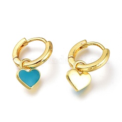 Brass Enamel Huggie Hoop Earrings&nbsp;KK-A150-10G-RS