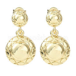 Half Round Brass Dangle Stud Earrings&nbsp;EJEW-D351-04G