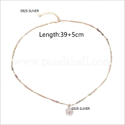 S925 Silver Heart Natural Fluorite Sugar Cube Necklace Sweet&nbsp;XE9722