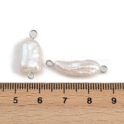 Natural Freshwater Pearl Keshi Pearl Nuggets Connector Charms&nbsp;STAS-D378-09P