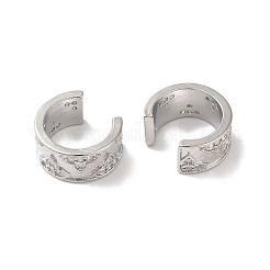 Ring with Leaf Brass Micro Pave Cubic Zirconia Cuff Earrings for Women&nbsp;EJEW-P281-07P
