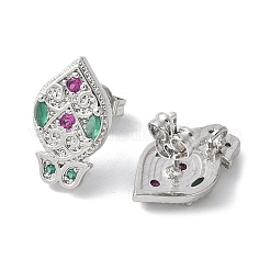 Brass Micro Cubic Zirconia Stud Earrings&nbsp;KK-S516-01P