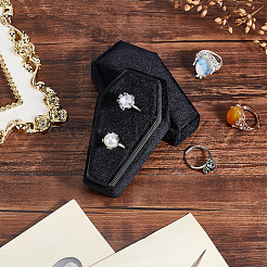 Halloween Theme Coffin Shaped Velvet Finger Ring Boxes&nbsp;VBOX-WH0015-01A