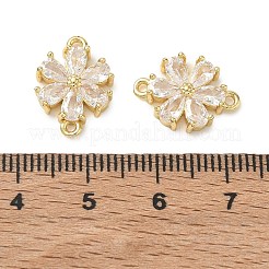 Brass Micro Pave Clear Cubic Zirconia Connect Charm&nbsp;KK-CBA74BF-11G