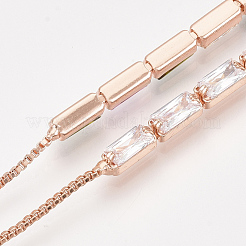 Adjustable Brass Cubic Zirconia Slider Bracelets&nbsp;BJEW-S142-01A-RG