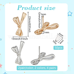 4 Pair 2 Colors Brass Stud Earring Findings&nbsp;KK-BC0014-73