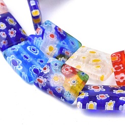 Rectangle Handmade Millefiori Glass Beads Strands&nbsp;LK-R004-22