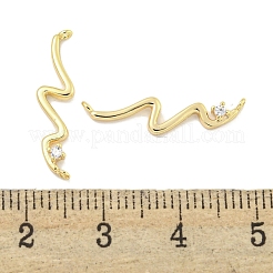 Brass Pave Clear Cubic Zirconia Wave Shaped Connector Charms&nbsp;KK-S386-28G