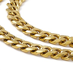 PVD Vacuum Plating 201 Stainless Steel Cuban Link Chain Necklace with 304 Stainless Steel Clasps for Men Women&nbsp;NJEW-M194-01C-G