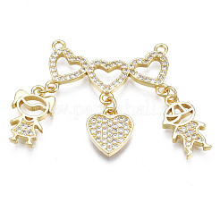 Valentine's Day Theme Brass Micro Pave Clear Cubic Zirconia Pendants&nbsp;ZIRC-N039-177-NF