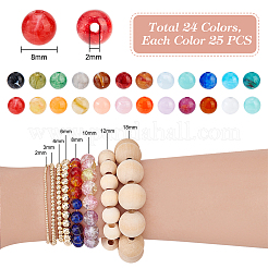 24 Colors Round Imitation Gemstone Acrylic Beads&nbsp;OACR-PH0004-09C