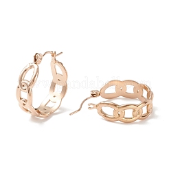 304 Stainless Steel Curb Chain Chunky Hoop Earrings for Women Ion Plating(IP)&nbsp;EJEW-P197-05RG