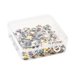 60Pcs Half Round with Butterfly Glass Cabochons&nbsp;GGLA-FS0001-16B