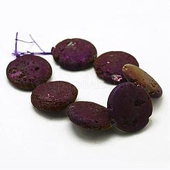 Electroplated Natural Druzy Geode Crystal Beads Strands&nbsp;G-N0251-30mm-05