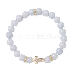 3Pcs Natural Quartz & Chalcedony & Malaysia Jade Round Beads Stretch Bracelets&nbsp;BJEW-JB12257