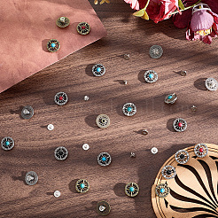 24Bag 12 Styles Alloy Synthetic Stone Beads Buttons&nbsp;BUTT-CP0001-17