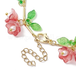 Flower Glass & Acrylic Charm Bracelets&nbsp;BJEW-JB10443-03