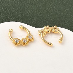 Brass Pave Clear Cubic Zirconia Circular/Horseshoe Barbell Nose Rings&nbsp;EJEW-D337-18D-G