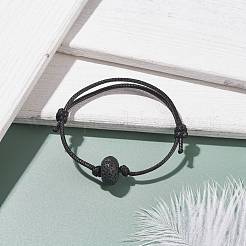 Natural Lava Rock Beaded Cord Bracelet&nbsp;BJEW-JB07681-02