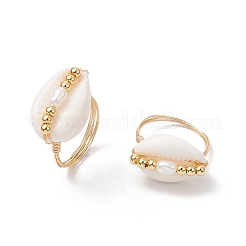 Natural Cowrie Shell Finger Rings for Women&nbsp;RJEW-JR00834