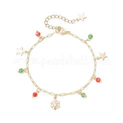 Christmas Brass Glass Charm Bracelets&nbsp;BJEW-JB12536