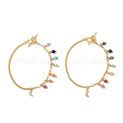 Brass Cubic Zirconia Charm Chain Bracelets&nbsp;BJEW-JB12364-02