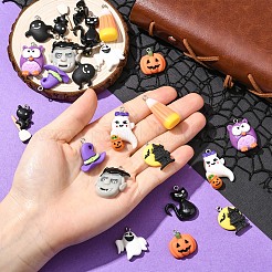 24Pcs 12 Styles Halloween Opaque Resin Pendants&nbsp;RESI-YW0004-84
